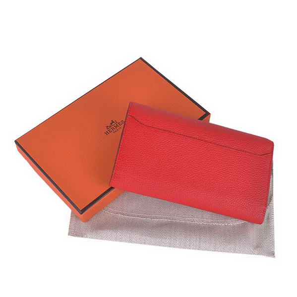 Cheap Fake Hermes Constance Long Wallets Red Calfskin Leather Gold